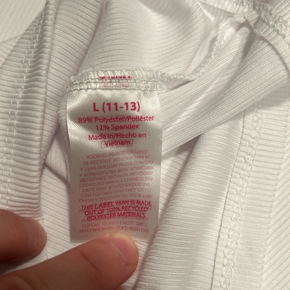 NWT white ribbed cami Large (11-13) - Picture 6 of 8